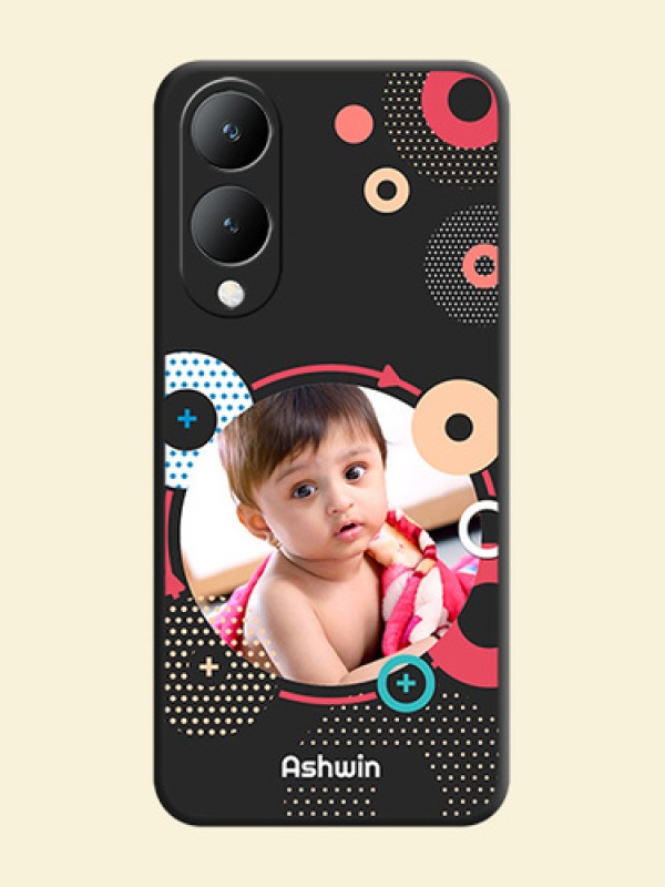 Multicoloured Round Image on Personalised Space Black Soft Matte Cases -Vivo Y28 5G