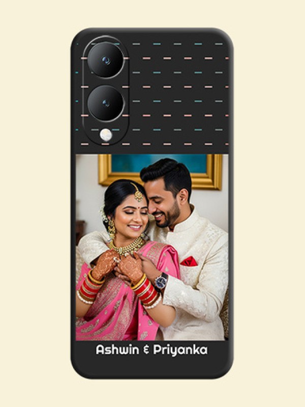 Line Pattern Design with Text on Space Black Custom Soft Matte Phone Back Cover -Vivo Y28 5G