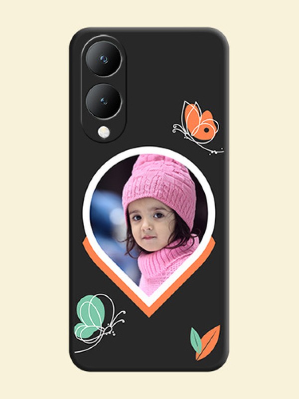 Upload Pic With Simple Butterly Design On Space Black Personalized Soft Matte Phone Covers -Vivo Y28 5G