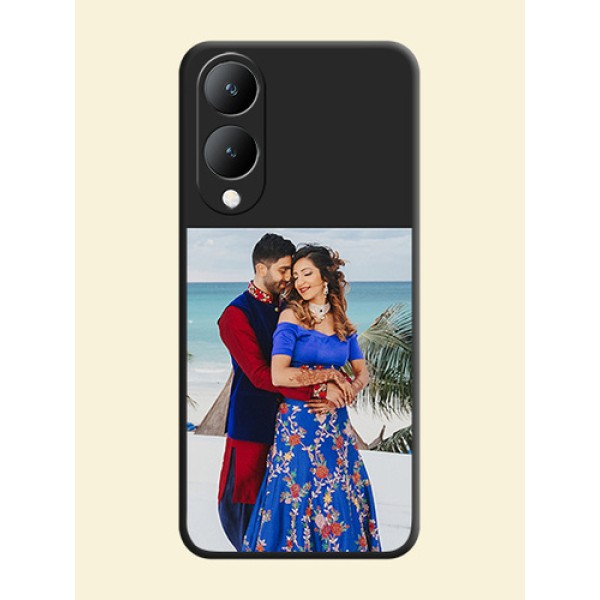 Image Upload With Space Black Color On Custom Soft Matte Mobile Back Cover - Vivo Y28 5G
