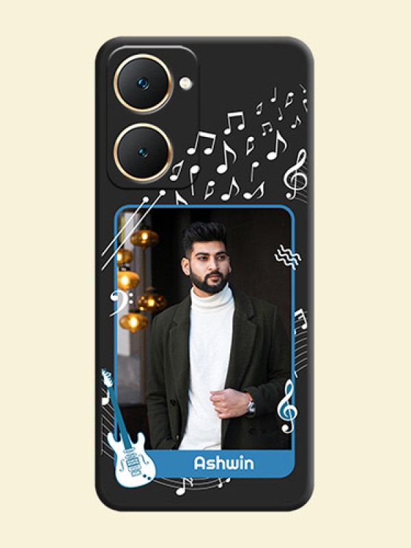Musical Theme Design with Text on Photo On Space Black Custom Soft Matte Mobile Back Cover - Vivo Y28e 5G