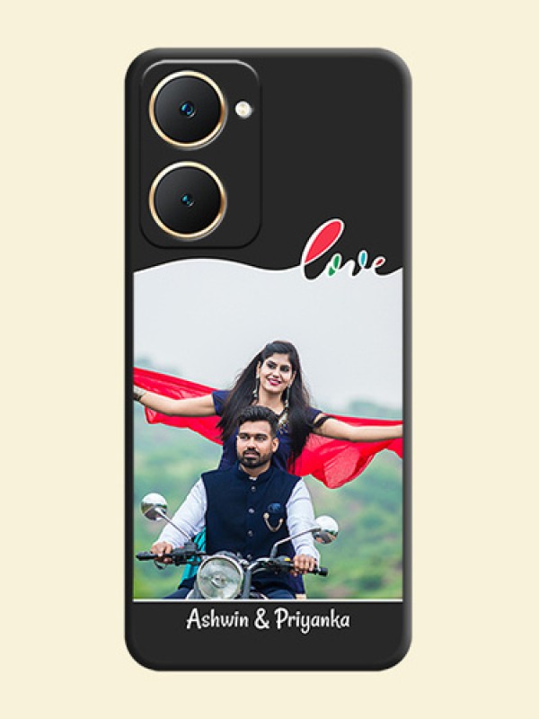 Fall in Love Pattern with Picture on Photo On Space Black Custom Soft Matte Mobile Back Cover - Vivo Y28s 5G