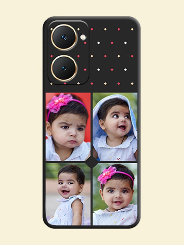 Multicolor Dotted Pattern with 4 Image Holder On Space Black Custom Soft Matte Mobile Back Cover - Vivo Y28s 5G