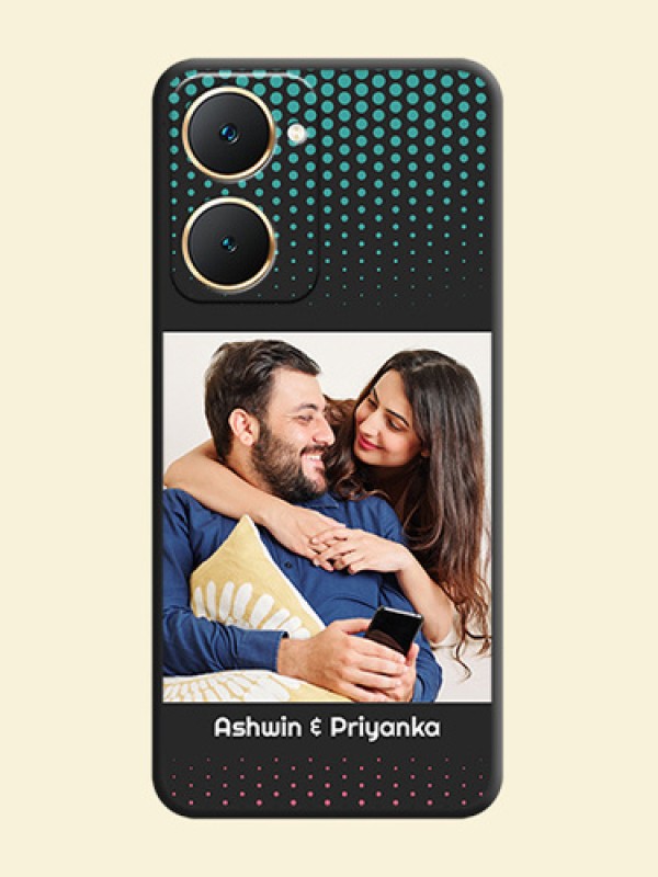 Faded Dots with Grunge Photo Frame and Text On Space Black Custom Soft Matte Mobile Back Cover - Vivo Y28s 5G
