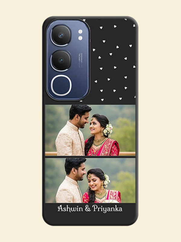 Miniature Love Symbols with Name On Space Black Custom Soft Matte Mobile Back Cover - Vivo Y29 5G
