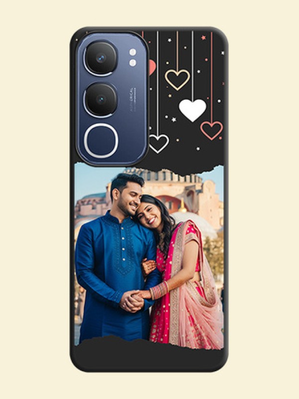 Love Hangings with Splash Wave Picture On Space Black Custom Soft Matte Mobile Back Cover - Vivo Y29 5G