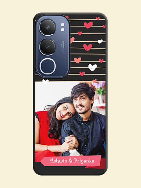 Love Pattern with Name on Pink Ribbon on Photo On Space Black Custom Soft Matte Mobile Back Cover - Vivo Y29 5G