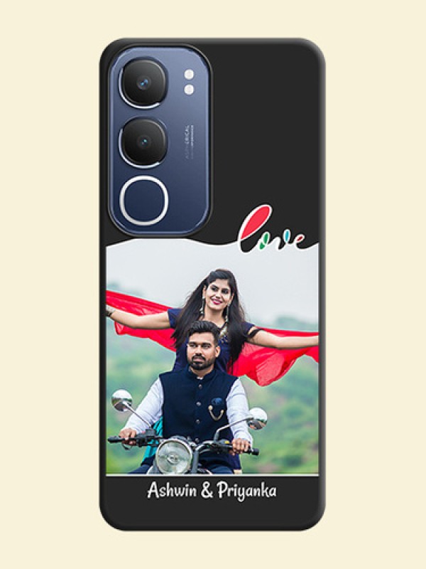 Fall in Love Pattern with Picture on Photo On Space Black Custom Soft Matte Mobile Back Cover - Vivo Y29 5G