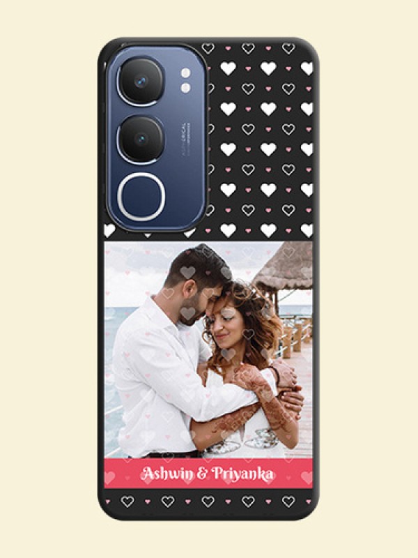 White Color Love Symbols with Text Design on Photo On Space Black Custom Soft Matte Mobile Back Cover - Vivo Y29 5G