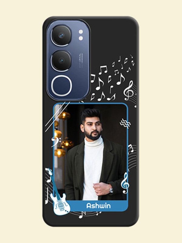Musical Theme Design with Text on Photo On Space Black Custom Soft Matte Mobile Back Cover - Vivo Y29 5G