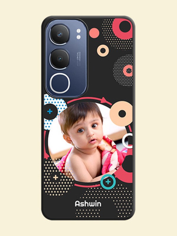 Multicoloured Round Image On Space Black Custom Soft Matte Mobile Back Cover - Vivo Y29 5G