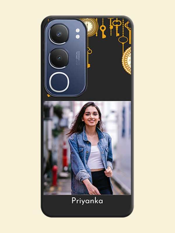 Decorative Design with Text On Space Black Custom Soft Matte Mobile Back Cover - Vivo Y29 5G