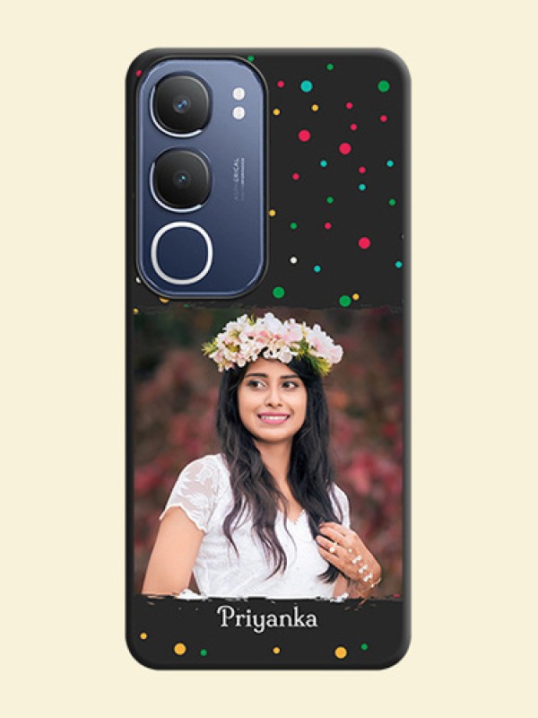Multicolor Dotted Pattern with Text On Space Black Custom Soft Matte Mobile Back Cover - Vivo Y29 5G