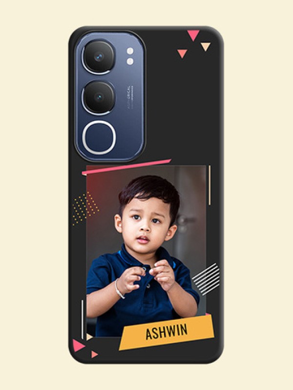 Photo Frame with Triangle Small Dots on Photo On Space Black Custom Soft Matte Mobile Back Cover - Vivo Y29 5G