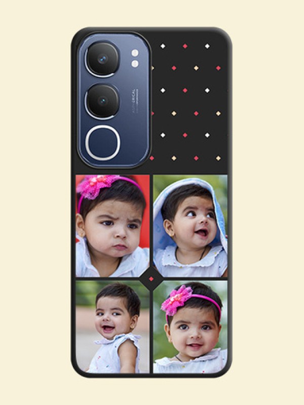 Multicolor Dotted Pattern with 4 Image Holder On Space Black Custom Soft Matte Mobile Back Cover - Vivo Y29 5G