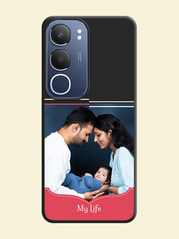 Classic Plain Design with Name On Space Black Custom Soft Matte Mobile Back Cover - Vivo Y29 5G
