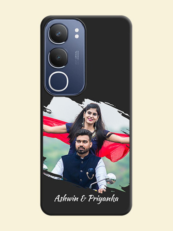 Grunge Brush Strokes on Photo On Space Black Custom Soft Matte Mobile Back Cover - Vivo Y29 5G
