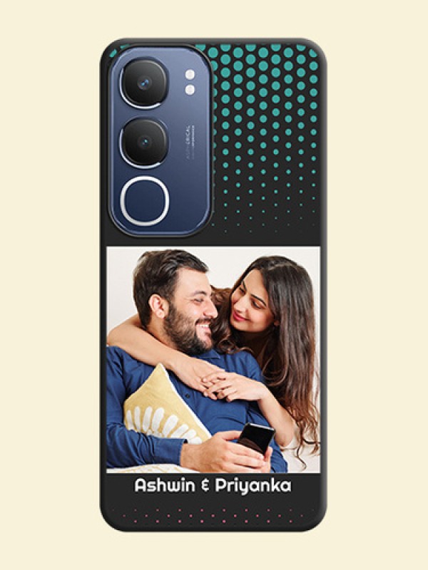 Faded Dots with Grunge Photo Frame and Text On Space Black Custom Soft Matte Mobile Back Cover - Vivo Y29 5G