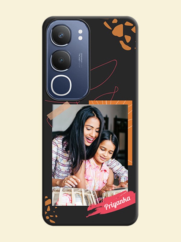 Orange Photo Frame On Space Black Custom Soft Matte Mobile Back Cover - Vivo Y29 5G