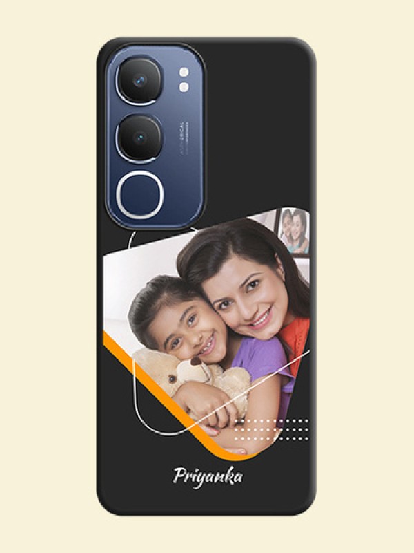 Yellow Triangle on Photo On Space Black Custom Soft Matte Mobile Back Cover - Vivo Y29 5G