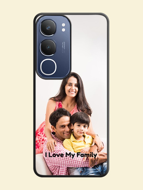 Full Single Pic Upload With Text On Space Black Custom Soft Matte Mobile Back Cover - Vivo Y29 5G