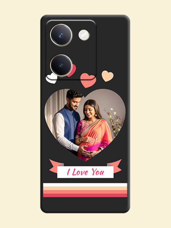 Love Shaped Photo with Colorful Stripes On Space Black Custom Soft Matte Mobile Back Cover - Vivo Y300 Plus 5G