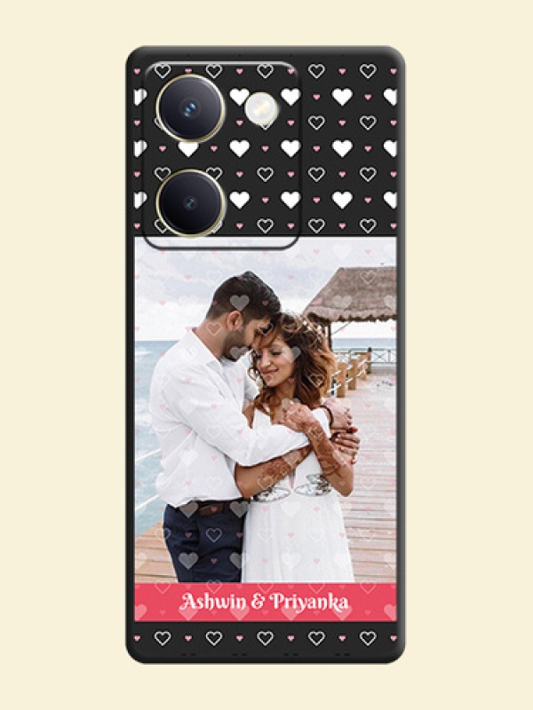 White Color Love Symbols with Text Design on Photo On Space Black Custom Soft Matte Mobile Back Cover - Vivo Y300 Plus 5G