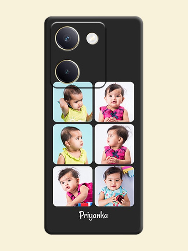 Floral Art with 6 Image Holder on Photo On Space Black Custom Soft Matte Mobile Back Cover - Vivo Y300 Plus 5G