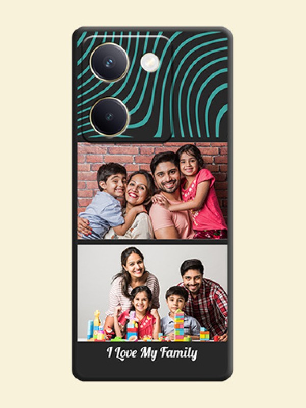 Wave Pattern with 2 Image Holder On Space Black Custom Soft Matte Mobile Back Cover - Vivo Y300 Plus 5G