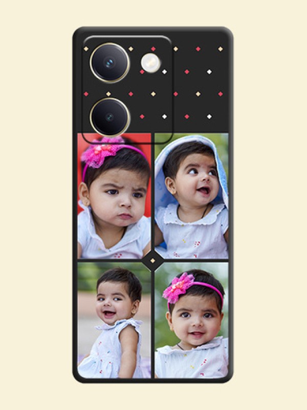 Multicolor Dotted Pattern with 4 Image Holder On Space Black Custom Soft Matte Mobile Back Cover - Vivo Y300 Plus 5G