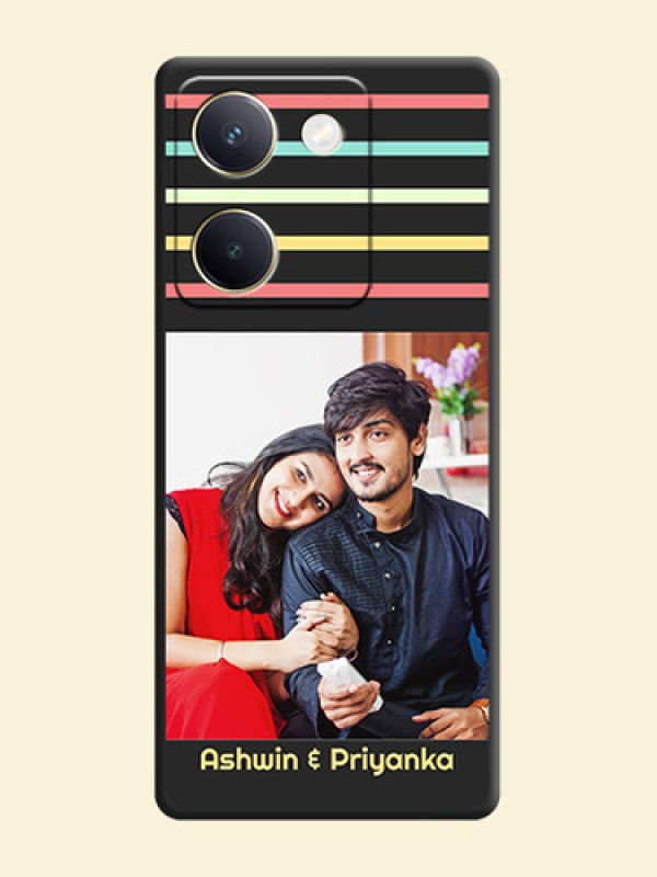 Color Stripes with Photo and Text on Photo On Space Black Custom Soft Matte Mobile Back Cover - Vivo Y300 Plus 5G