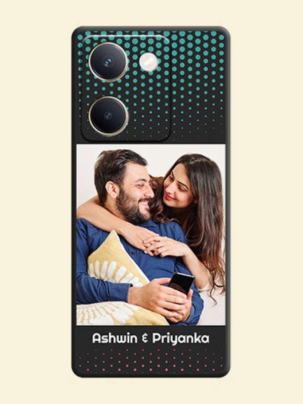 Faded Dots with Grunge Photo Frame and Text On Space Black Custom Soft Matte Mobile Back Cover - Vivo Y300 Plus 5G