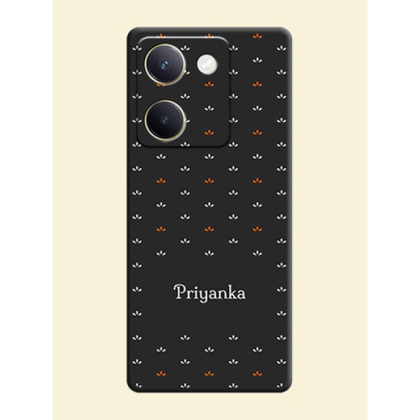 Simple Pattern With Custom Text On Space Black Custom Soft Matte Mobile Back Cover - Vivo Y300 Plus 5G Simple Pattern With Custom Text On Space Black Custom Soft Matte Mobile Back Cover - Vivo Y300 Plus 5G