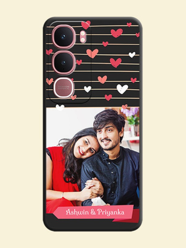 Love Pattern with Name on Pink Ribbon on Photo On Space Black Custom Soft Matte Mobile Back Cover - Vivo Y31 5G