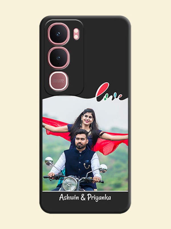 Fall in Love Pattern with Picture on Photo On Space Black Custom Soft Matte Mobile Back Cover - Vivo Y31 5G