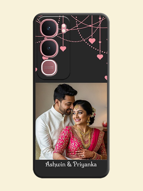 Pink Love Hangings with Text On Space Black Custom Soft Matte Mobile Back Cover - Vivo Y31 5G