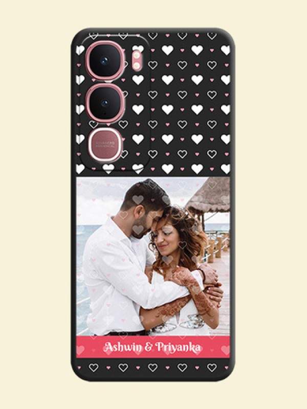 White Color Love Symbols with Text Design on Photo On Space Black Custom Soft Matte Mobile Back Cover - Vivo Y31 5G
