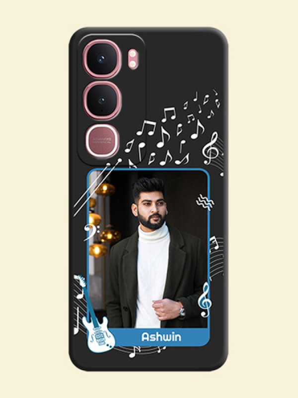 Musical Theme Design with Text on Photo On Space Black Custom Soft Matte Mobile Back Cover - Vivo Y31 5G