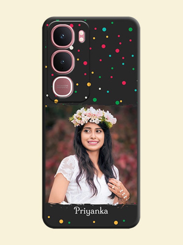 Multicolor Dotted Pattern with Text On Space Black Custom Soft Matte Mobile Back Cover - Vivo Y31 5G