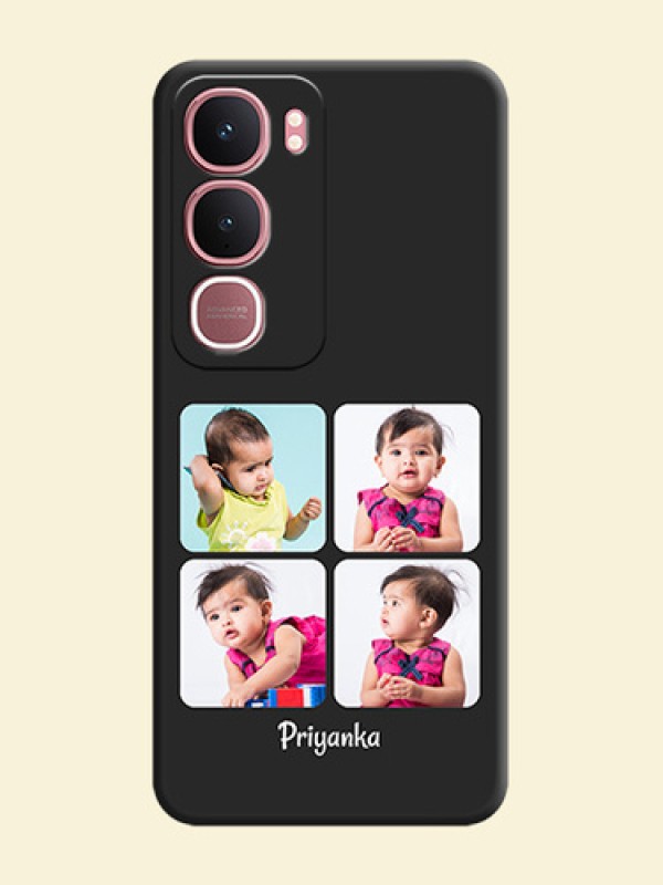 Floral Art with 6 Image Holder on Photo On Space Black Custom Soft Matte Mobile Back Cover - Vivo Y31 5G