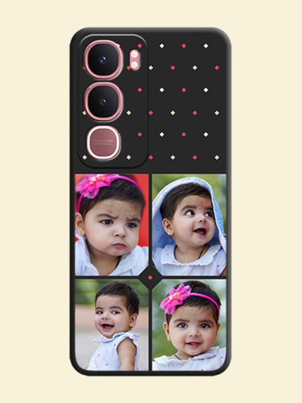 Multicolor Dotted Pattern with 4 Image Holder On Space Black Custom Soft Matte Mobile Back Cover - Vivo Y31 5G