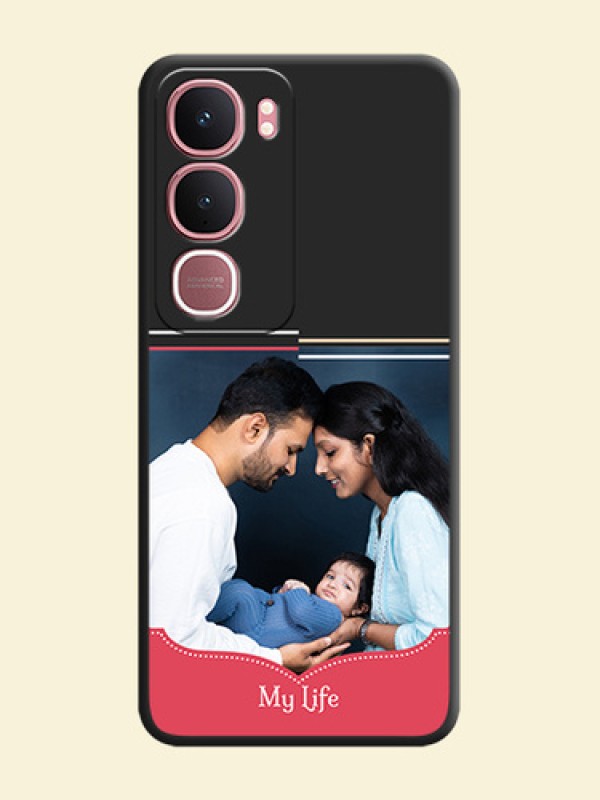 Classic Plain Design with Name On Space Black Custom Soft Matte Mobile Back Cover - Vivo Y31 5G