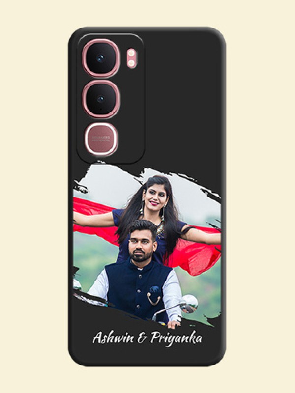Grunge Brush Strokes on Photo On Space Black Custom Soft Matte Mobile Back Cover - Vivo Y31 5G