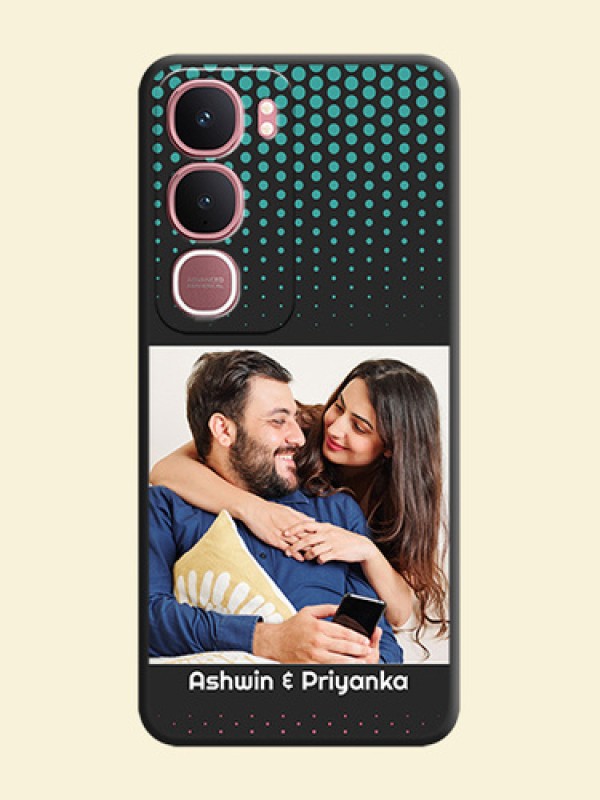 Faded Dots with Grunge Photo Frame and Text On Space Black Custom Soft Matte Mobile Back Cover - Vivo Y31 5G