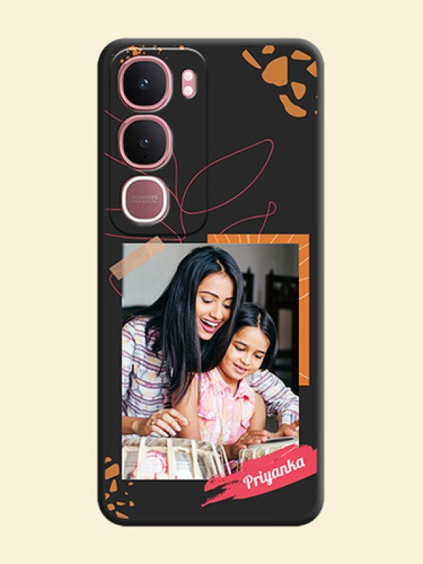 Orange Photo Frame On Space Black Custom Soft Matte Mobile Back Cover - Vivo Y31 5G