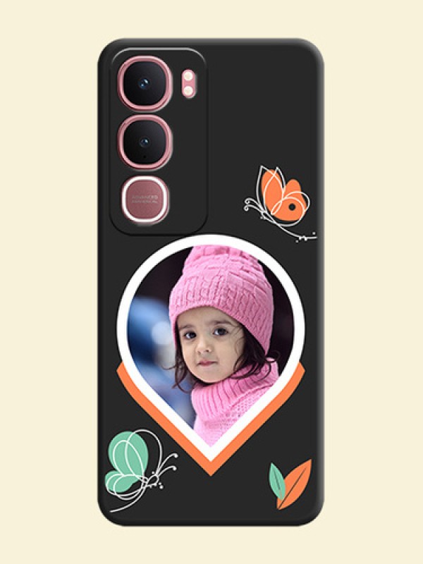 Upload Pic With Simple Butterly Design On Space Black Custom Soft Matte Mobile Back Cover - Vivo Y31 5G