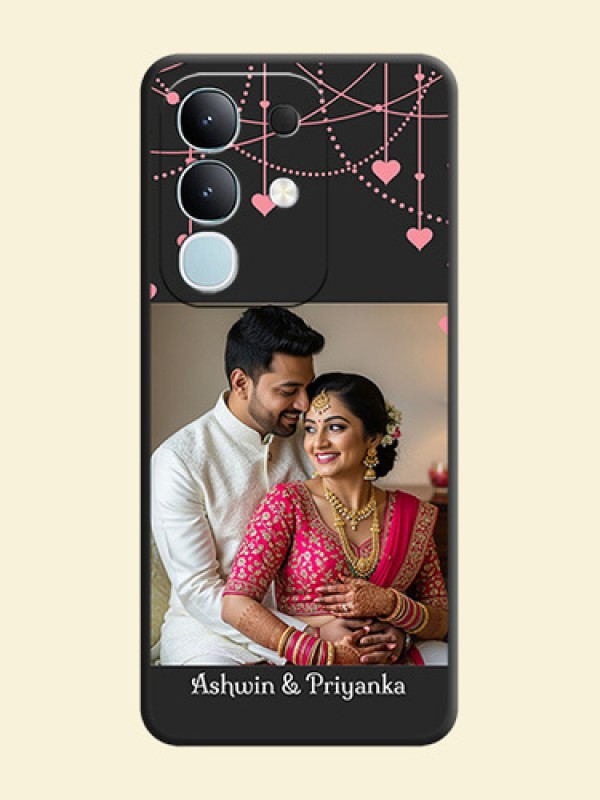 Pink Love Hangings with Text On Space Black Custom Soft Matte Mobile Back Cover - Vivo Y31 Pro 5G