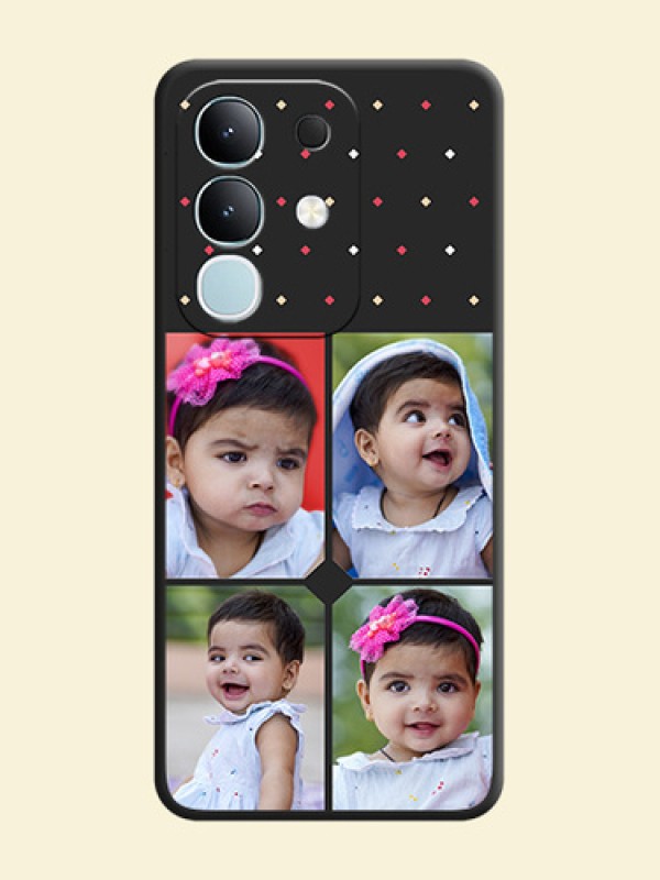 Multicolor Dotted Pattern with 4 Image Holder On Space Black Custom Soft Matte Mobile Back Cover - Vivo Y31 Pro 5G