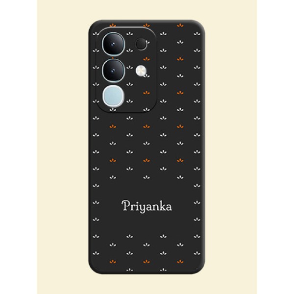 Simple Pattern With Custom Text On Space Black Custom Soft Matte Mobile Back Cover - Vivo Y31 Pro 5G Simple Pattern With Custom Text On Space Black Custom Soft Matte Mobile Back Cover - Vivo Y31 Pro 5G