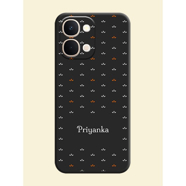 Simple Pattern With Custom Text On Space Black Custom Soft Matte Mobile Back Cover - Vivo Y31t 5G Simple Pattern With Custom Text On Space Black Custom Soft Matte Mobile Back Cover - Vivo Y31t 5G